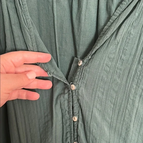 Anthropologie Green Button-Down Dress - Picture 7 of 8